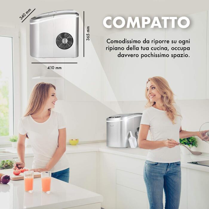 Машина для приготування льоду TRINITI | З нержавіючої сталі | 150W | 12/15 кг за 24 години | 2 розміри кубиків | 2 л резервуар для води | Таймер | LCD-дисплей