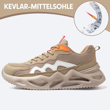 Черевики безпеки чоловічі та жіночі. Легкі спортивні захисні черевики з посиленою сталевою захисною накладкою. Дихаючі, неслизькі, розміри EU 37-46, колір: коричневий