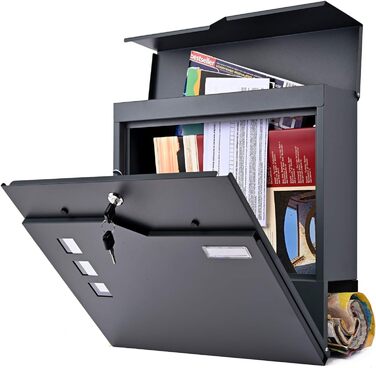 Поштова скринька Verda Anthrazit з газетницею, порошкове покриття AkzoNobel, 2 ключі, табличка з іменем, дизайнерська настінна поштова скринька з нержавіючої сталі SN3678-1