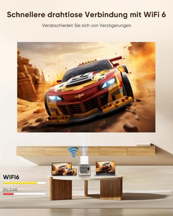 Mini проєктор Beamer з WiFi Bluetooth, 1080P Full HD, підтримкою Netflix, електричний, з автофокусом та автоматичною корекцією трапеції, 270° обертання для домашнього кінотеатру