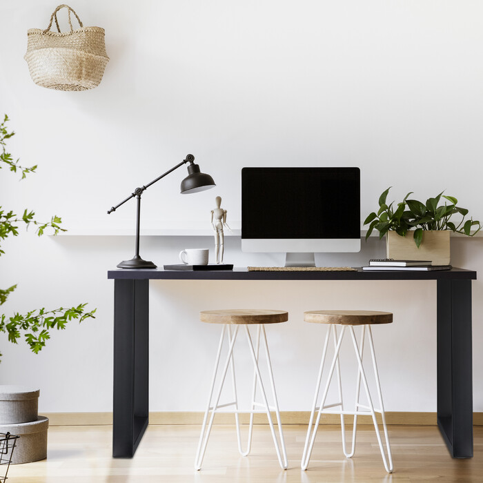 Relaxdays 2-Piece Black Table Feet Set