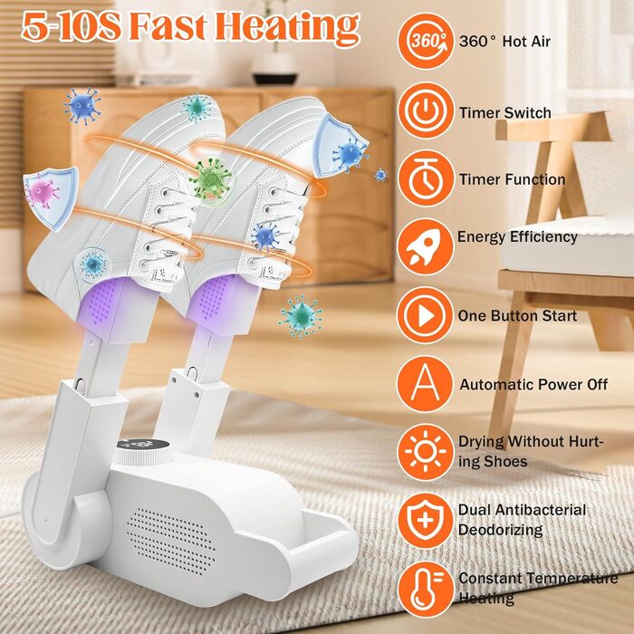Електричний сушильник для взуття Herbst: 3 режими, таймер, антибактеріальний, для дитячого та гірськолижного взуття