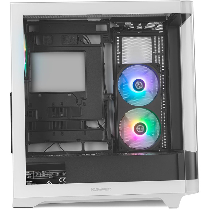 Корпус для ПК NOX Xtreme Products White: ATX/Micro-ATX/ITX Midi-Tower з сітчастою передньою та верхньою панелями, скло з загартованого скла, 3 x 140 мм вентилятори, підтримка до 10 вентиляторів, USB-C/USB 3.0, білий (HUMMER ETHER W/B)
