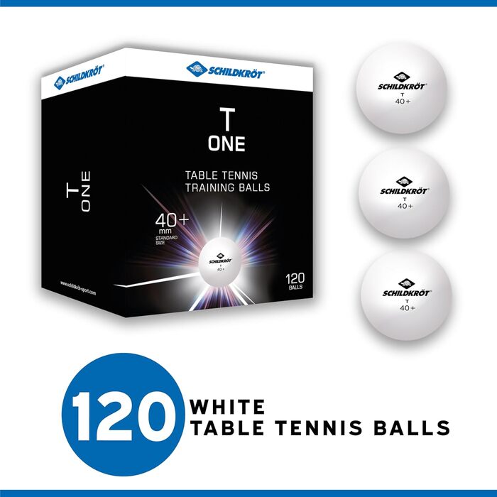 Donic Schildkröt T-One Table Tennis Balls - Poly 40+ Quality Training Balls (120 Pack)