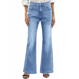 Джинси жіночі Schlaghose з високою талією, Bootcut, еластичні, світло-блакитні, розмір XL