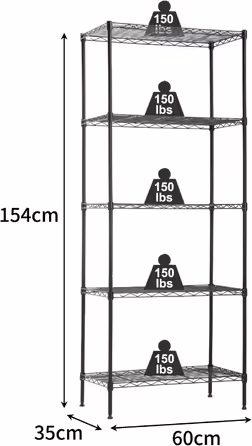 BestOffice 5-Tier Chrome Wire Shelving Unit