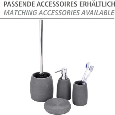 Набір для туалету WENKO Goa: тримач щітки з важкого полірезину та щітка з змінним насадком, сірий, 11,8 x 38,5 см