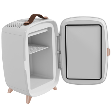 HOMCOM Portable Mini Fridge for Cosmetics, Drinks, and Snacks - Compact Design with Illuminated Mirror, Quiet Operation, 6L Capacity, White
