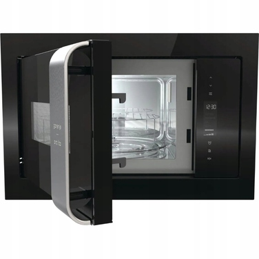 Вбудована мікрохвильова піч Gorenje BM235ORAB, 23 л, з грилем, чорне скло
