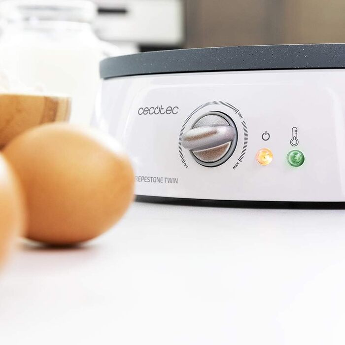 Електрична млинниця Cecotec Crepe Fun CrepeStone Twin 1200 Вт, антипригарна екоплита, реверсивна поверхня для млинців та оладок