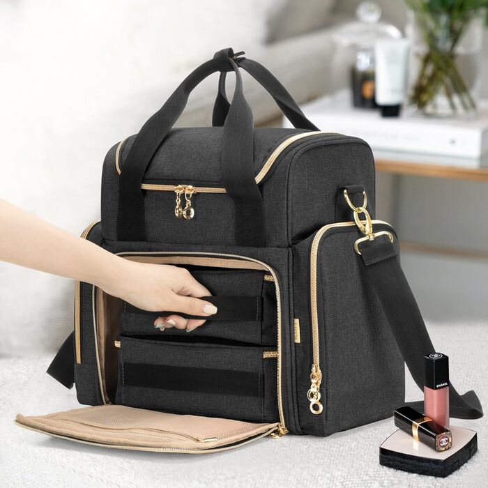 Органайзер для косметики Luxja: жіноча косметичка для макіяжу, подорожей (чорний)