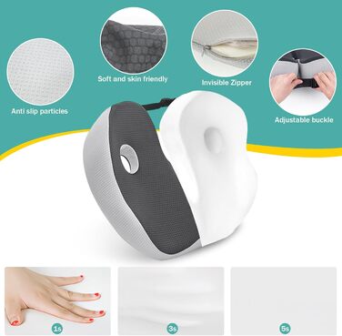 Подушка для сидіння з піною з пам'яті, ергономічна ортопедична подушка для офісного крісла, подушка для сидіння з піною з пам'яті, подушка для куприка з регульованою шириною для офісу/автомобіля, знімає біль в сідниці (темно-сірий)