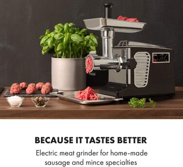 Klarstein Kraftprotz 700W Electric Meat Grinder - Copper Motor, 2 Speed & Reverse, Aluminum Housing, Stainless Steel Blades