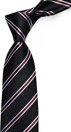 Чоловічі краватки YourTies: смугасті та клітинчасті моделі, шовкові, з золотистою краватковою скріпкою (чорний та бордовий)