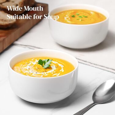 DOWAN Набір супових тарілок, 1100 мл, 4 шт. (650 мл/13 см, білий) - кераміка, для кухні