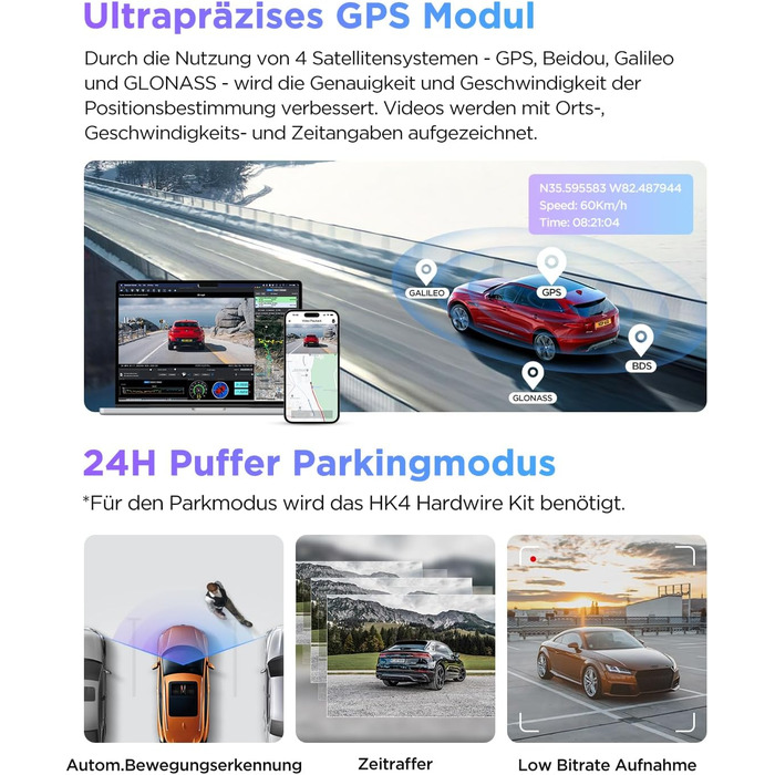 VIOFO A229 Pro 4K + 2K Dual STARVIS відеореєстратор для авто, HDR, GPS, Wi-Fi, голосове керування, нічне бачення 2.0, підтримка до 512GB