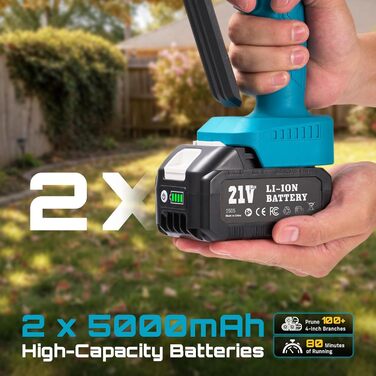 Акумуляторна міні-пила SEESII 6 дюймів (8000mAh) з автоматичною подачею мастила та запасним ланцюгом | Пила для саду, гілок та дрібного дерева