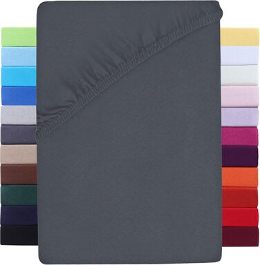 NatureMark Premium Box Spring Fitted Sheet 180 x 200 up to 200 x 220 cm - High Flange up to 40cm Mattress Height - Waterbed Fitted Sheet - Cotton with Elastane, Anthracite/Dark Grey