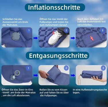 Надувний килимок Isomatte самонадувний, з'єдний, для кемпінгу з насосом-футболом, 600г, легкий, покращена версія