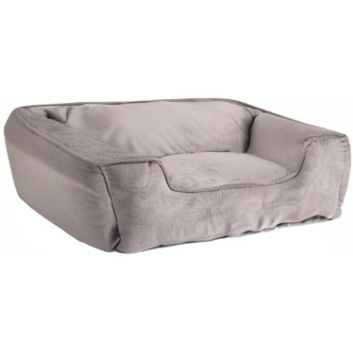 Кіжувалка Lionto для собак 2-в-1 з комфортним входом, м'яке ліжко для домашніх тварин, яке можна перевернути, для собак і котів, 80x60 см, подушка для собак з легкого у догляді штучної замші, сіра L 80 x W 60 x H 26 см Темно-сірий/Світло-сірий