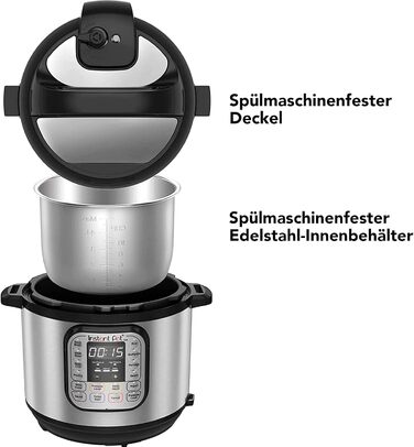 Instant Pot Duo 80 Electric Multi-Cooker 1200W, 7.6L, Stainless Steel - Pressure Cooker, Slow Cooker, Rice Cooker, Sauté Pan, Yogurt Maker, Steamer, and Sterilizer, Silver Duo 7.6 Liter