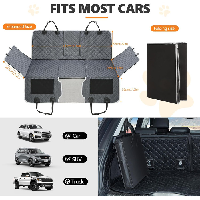 Захисний килимок для автосидіння собаки, водовідштовхувальний, анти-царапин, нековзний, сірий