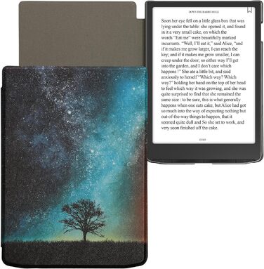 Чохол-книжка kwmobile для Pocketbook InkPad 4 / Color 3 / Color 2 / Vivlio InkPad 4 / InkPad Color 3 - Чохол для eReader, Magnolien Taupe Weiß Blaugrau (Галактика, Дерево, Поле, Синій, Сірий, Чорний)