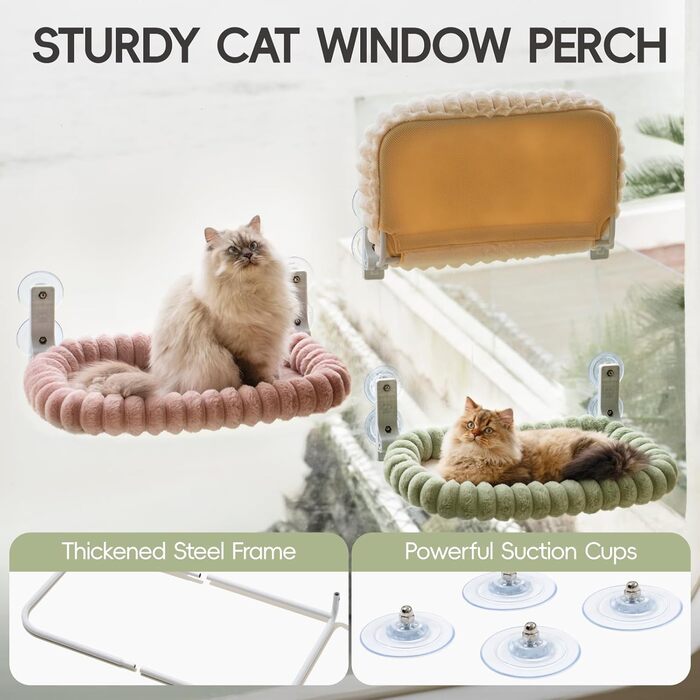 Крісло-лежанка для котів EDAGNY на підвісній конструкції, м'яка, знімний двосторонній чохол, сталевий каркас, до 18 кг (зелений)