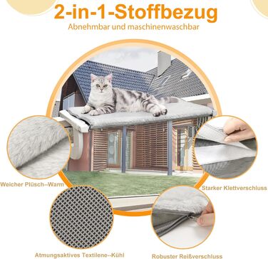 Katzenliegen Bakon Window Hammock for Heater Radiator 67.5 * 34.5cm Window Hammock for Cats Cat Window Lounger Window Seats Cat Bed Window Sill Window Lounger (gray, S)