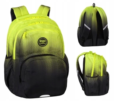 Багатовідсінковий шкільний рюкзак CoolPack, чорний з жовтими та золотистими елементами, 23 л