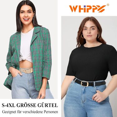 Жіночий шкіряний ремінь WHIPPY великого розміру, модний ремінь з натуральної шкіри з надійною пряжкою для джинсів, штанів, суконь (I-чорний + Бежевий (золота пряжка), 3XL:150см (підходить для талії 134-145см))