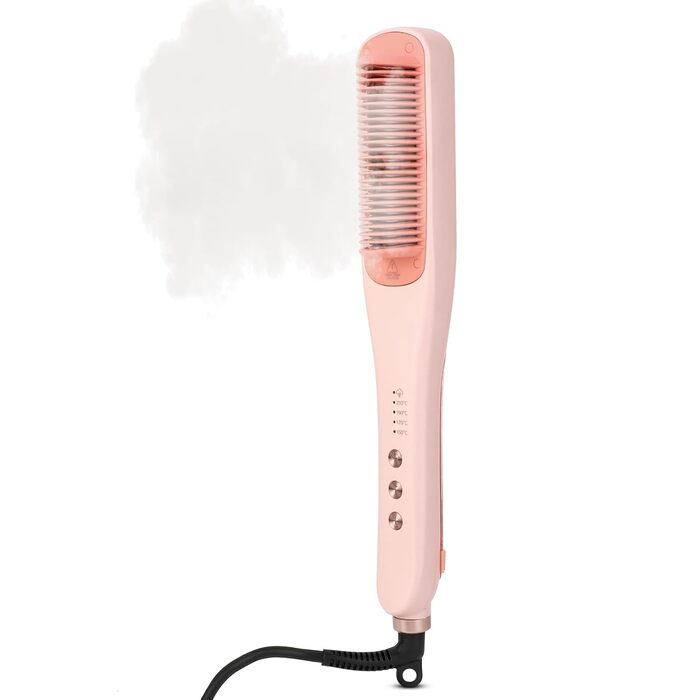 Випрямляч для волосся-щітка Dampf-Haarglätter Bürste 3-Temp. | PTC, швидкий нагрів, для всіх типів волосся (рожевий)