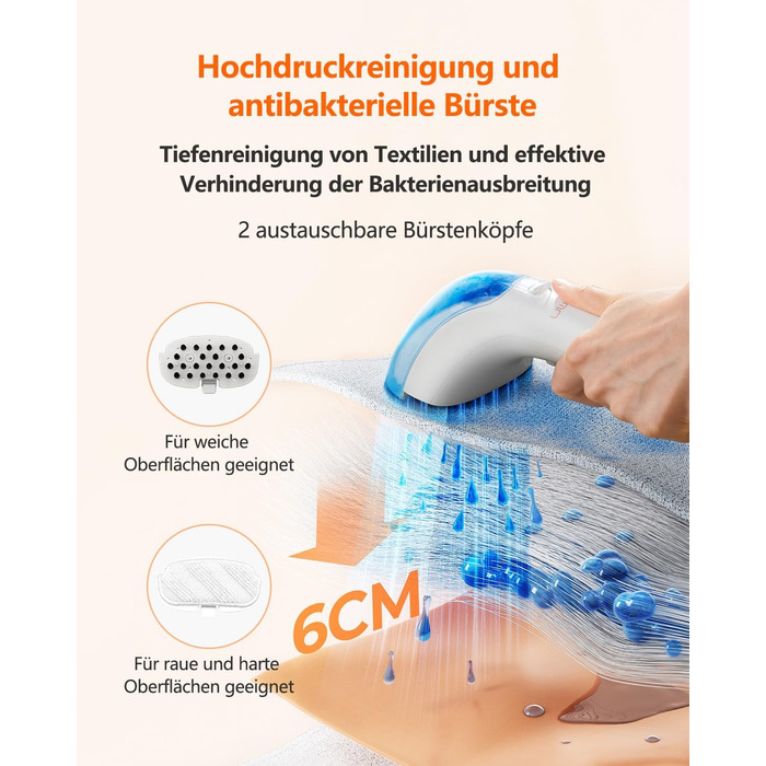 UWANT Теперішній пилосос для килимів, для диванів, килимів, м'яких меблів, мокрий/сухий пилосос з сильною потужністю всмоктування 12000Pa, 70dB (B200-білий-з щіткою для прасування)