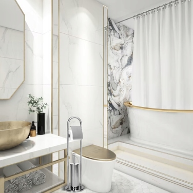 Щітка для унітаза Rodeno, металева, сіра глянцева, з тримачем для паперу