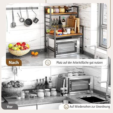 Підставка для мікрохвильової печі COSTWAY з 3 рівнями та металевим каркасом, 52 x 42 x 78 см, до 50 кг