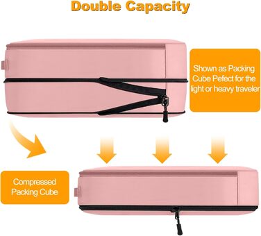 Органайзери для валізи: набір 8 шт. (рожевий, білий) - Packing Cubes для подорожей, косметичка