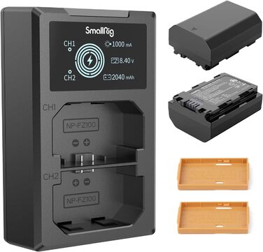 Запасні акумулятори SMALLRIG NP-FZ100 для камер Sony (2 шт.) 2040mAh з LCD-дисплеєм та зарядним пристроєм