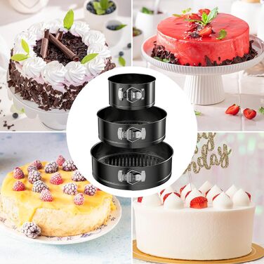 Набір форм для випічки WinGluge: 3 шт. (12/18/22 см), круглі, з антипригарним покриттям, знімним дном, для тортів та випічки