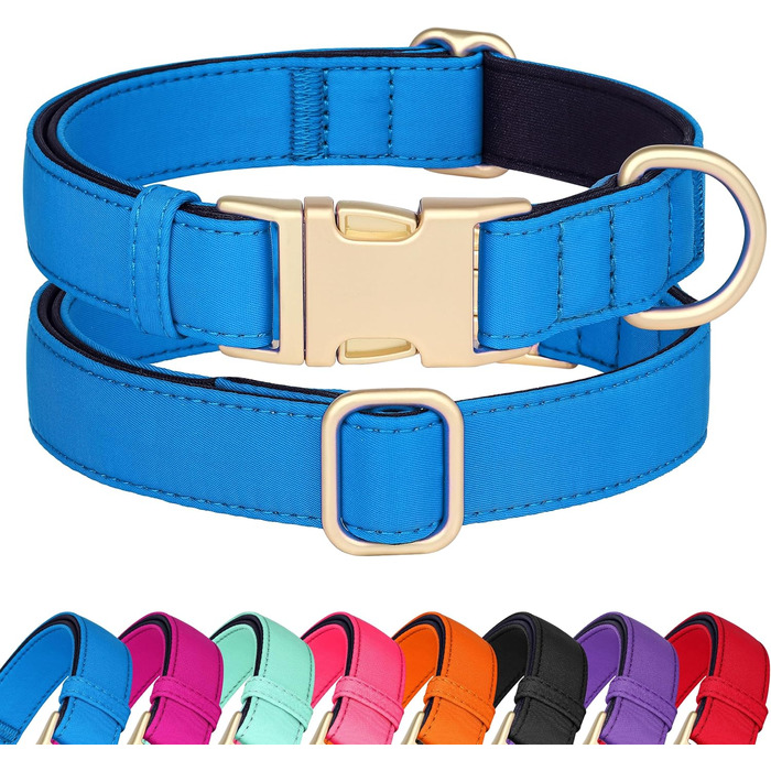 Нашийник для собак Didog з нейлону, м'який, з металевою застібкою, для великих, середніх собак, чорний, L (38-58 см)