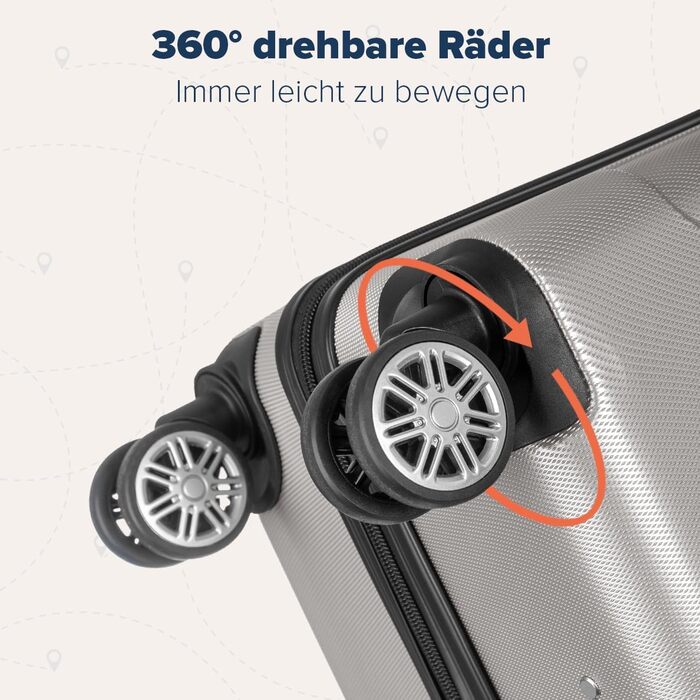 Чемодан ручної поклажі TRVLMORE 54x36x20 см - валіза на колесах, ручний чемодан, валіза з жорстким корпусом, легкий ручний чемодан, валіза на колесах