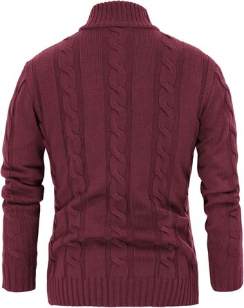 Чоловічий кардиган PJ PAUL JONES з в'язаним візерунком коси та ґудзиками, з ребристою стійкою комірцем для осені/зими (M, Бордовий)