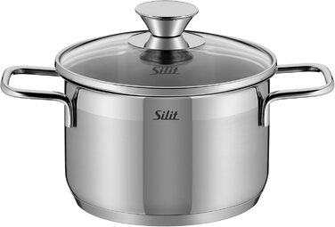 Silit Scalea 6-Piece Induction Cookware Set - Stainless Steel Pots and Pans with Glass Lids, Non-Stick Fry Pan, Dishwasher Safe