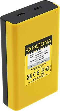 Зарядний пристрій Patona Dual LCD USB-C/Micro-USB для акумуляторів Olympus BLX-1 (OM System OM-1, OM-1 Mark II, OM-3) – одночасна зарядка 2-х акумуляторів з індикацією заряду, компактний для подорожей