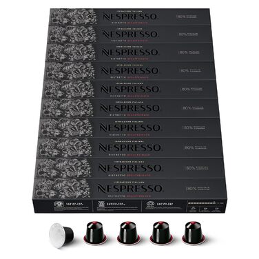 Кава Nespresso Volluto Decaffeinato, 50 капсул (5 x 10 капсул) - без кофеїну, Ristretto Decaf 100
