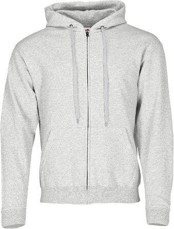 Класична чоловіча толстовка-худі Fruit of the Loom Classic Hooded Sweat Jacket, сірий меланж, розмір XXL