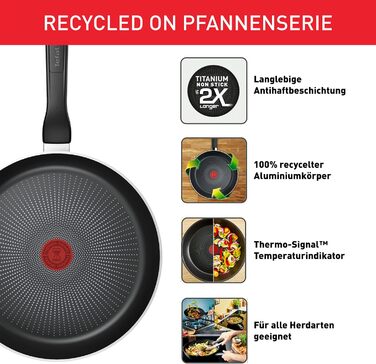 Сковорода Tefal Recycled On 24 см з антипригарним покриттям, індукційна, чорна