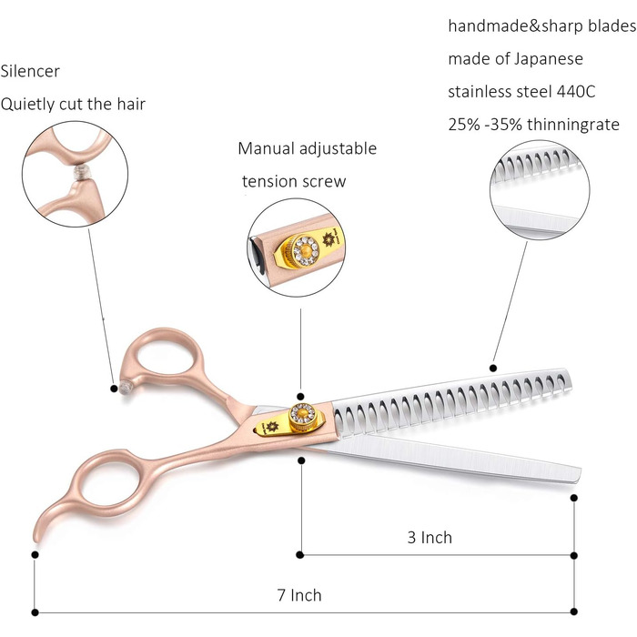 Професійна кусачка для грумінгу собак 7 дюймів, кусачки для собак і котів Chunker, з японської сталі 440C