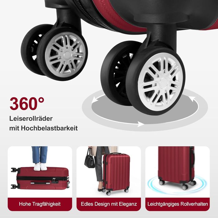 Набір валіз LEADZM 5 шт. з косметичною сумкою, набір валіз з ABS-пластику з телескопічним ручками, ручна поклажа (Турквіз)