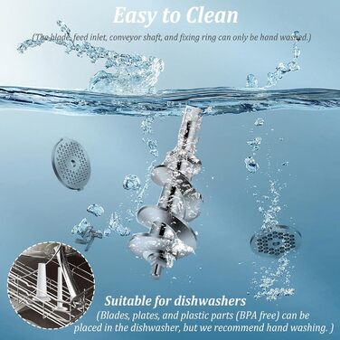 Електрична м'ясорубка з насадкою для ковбас, 3 в 1, нержавіюча сталь - професійна м'ясорубка та машина для ковбас з 3 насадками, 2 формами для фрикадельок, 2 лезами з нержавіючої сталі та 3 дисками для фаршу