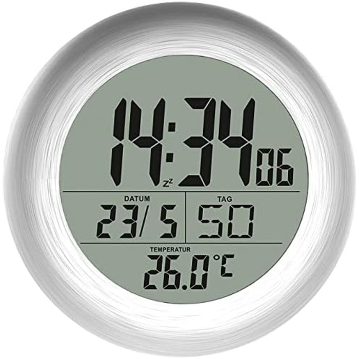 infactory Bathroom Radio Clock: Digital Bathroom Radio Wall Clock with Thermometer, Aluminum, Suction Cups, IP24 (Bathroom Radio Clock Digital, Clock, Gift Ideas)